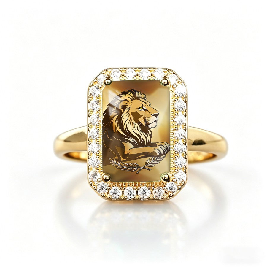 Lion Rectangular Statement Ring