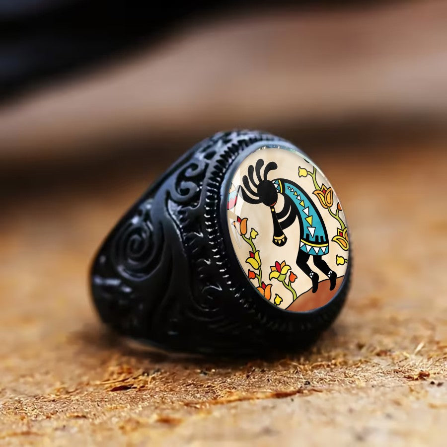 Kokopelli Dancer Oval Ring