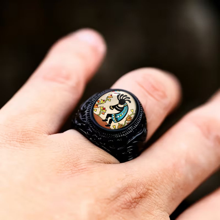 Kokopelli Dancer Oval Ring