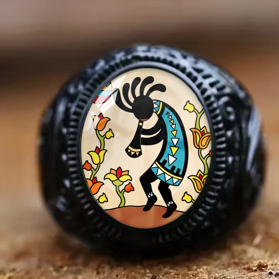 Kokopelli Dancer Oval Ring