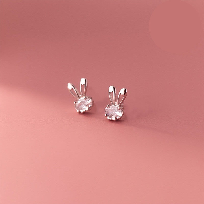 Crystal Rabbit Stud Earrings