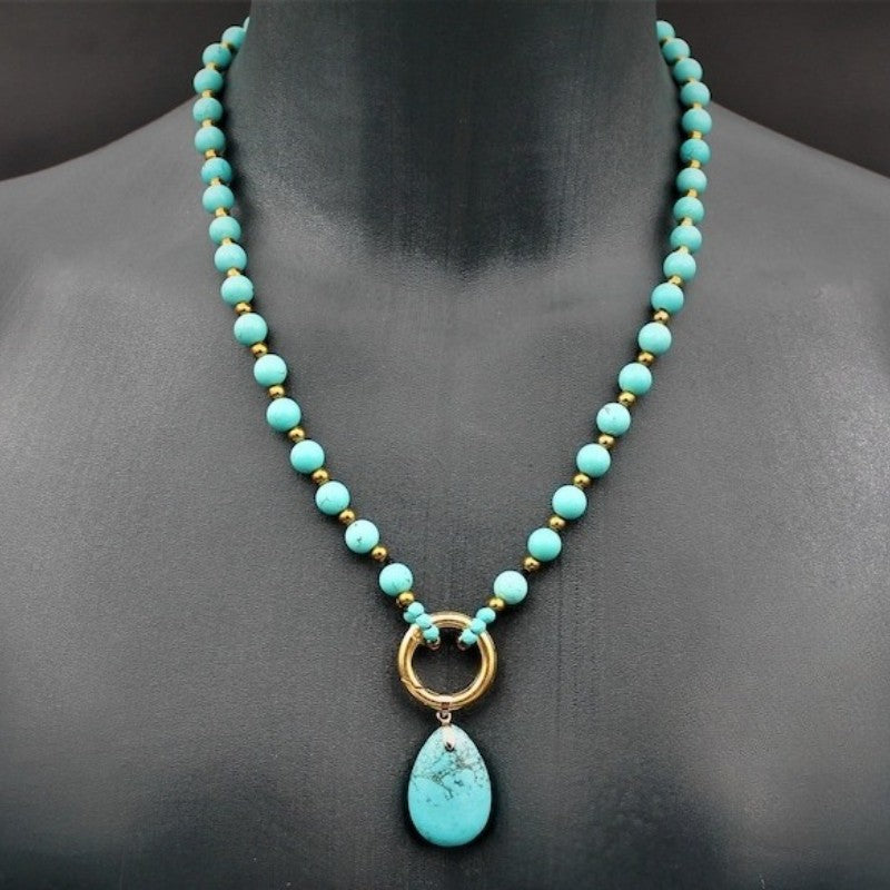 Turquoise Teardrop Beaded Necklace