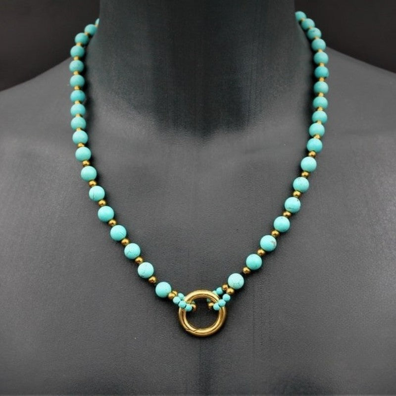 Turquoise Teardrop Beaded Necklace