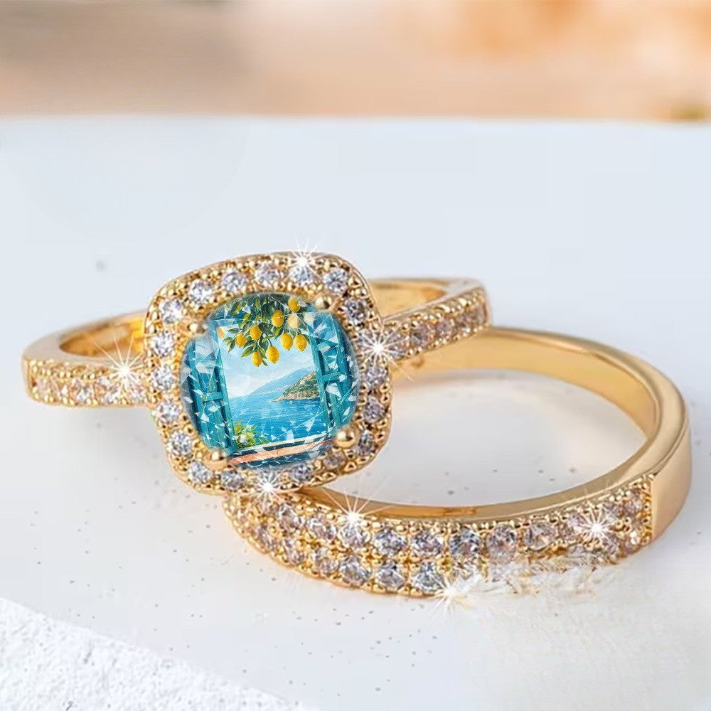 Lemon Coast Square Ring Set
