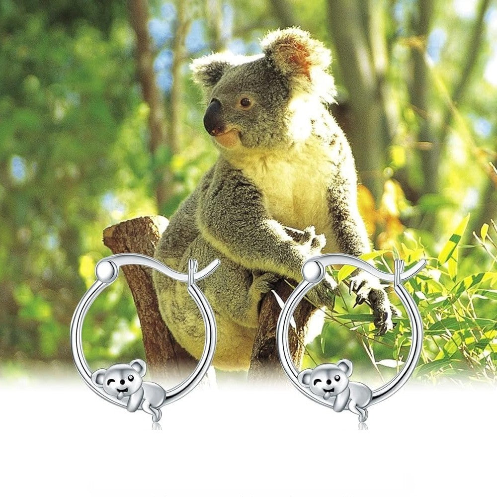 Koala Charm Hoop Earrings