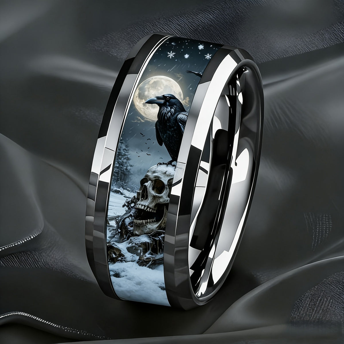 Gothic Skull & Crow Ring