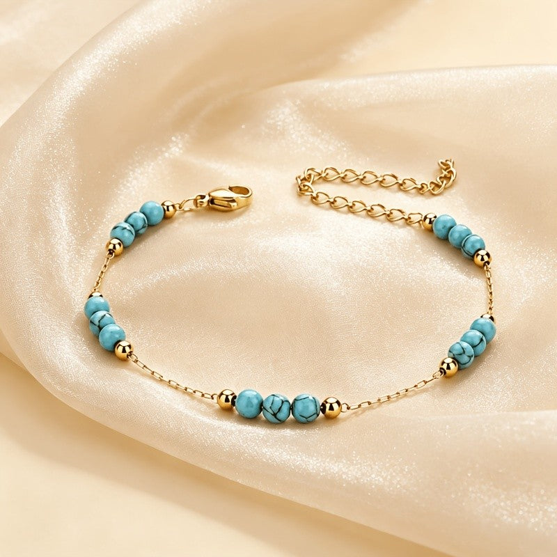 Turquoise Bead Chain Bracelet