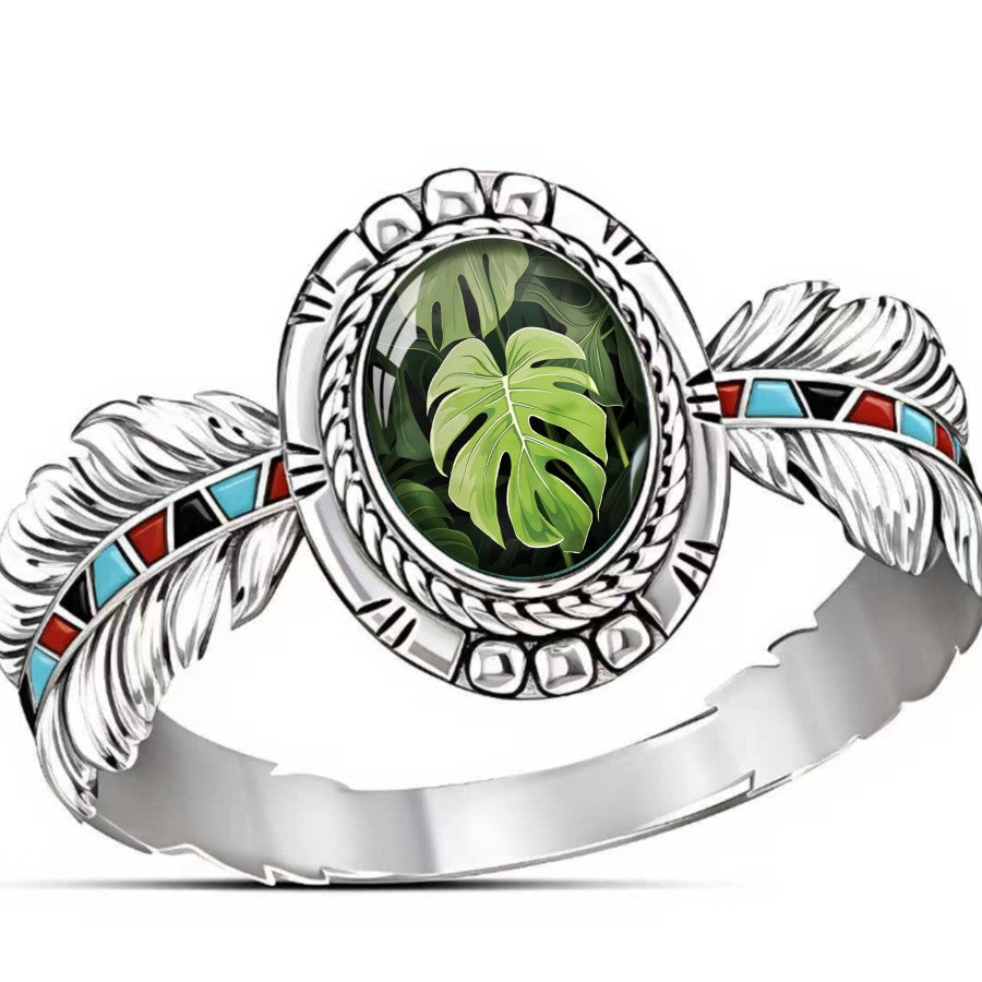 Monstera Leaf Oval Ring