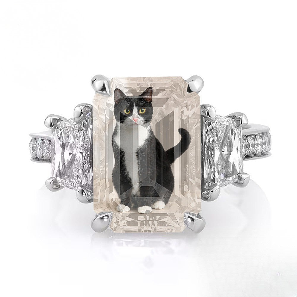 Cat Emerald Cut Ring