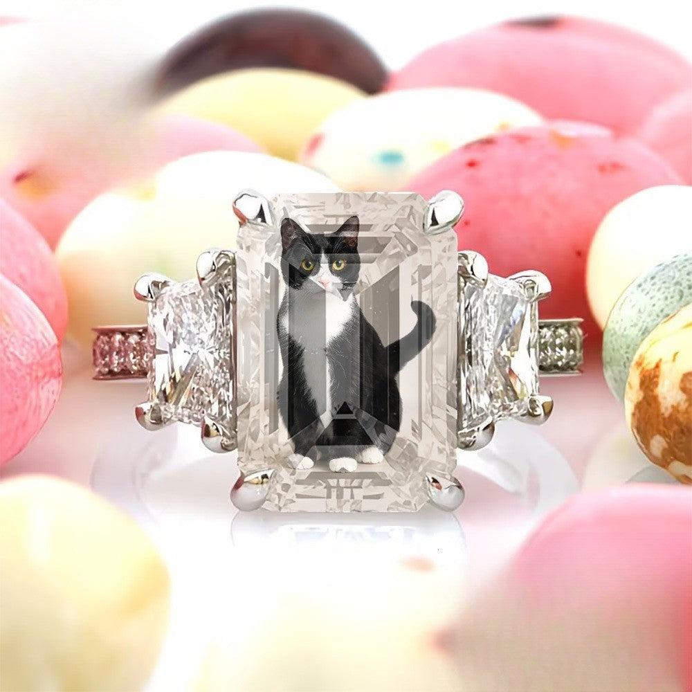 Cat Emerald Cut Ring