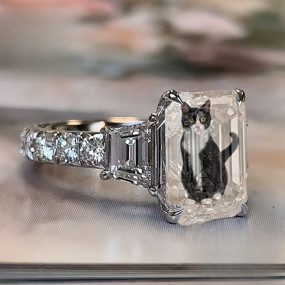 Cat Emerald Cut Ring