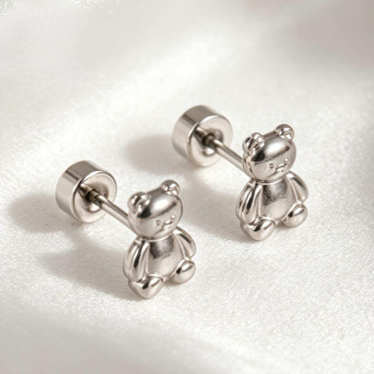 3D Teddy Bear Stud Earrings
