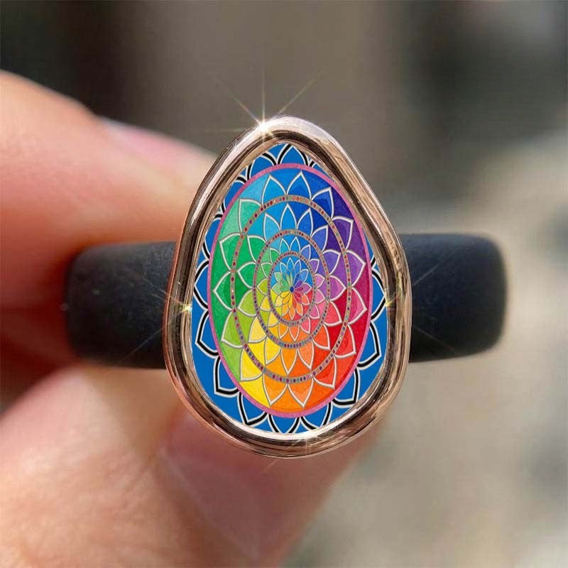 Rainbow Spiral Teardrop Ring