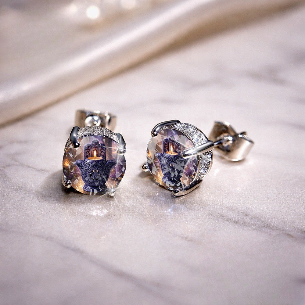 Starry Sky Hamsa Candle Stud Earrings