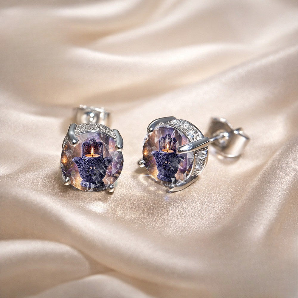 Starry Sky Hamsa Candle Stud Earrings