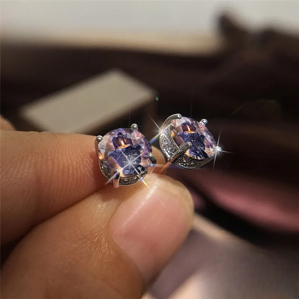 Starry Sky Hamsa Candle Stud Earrings