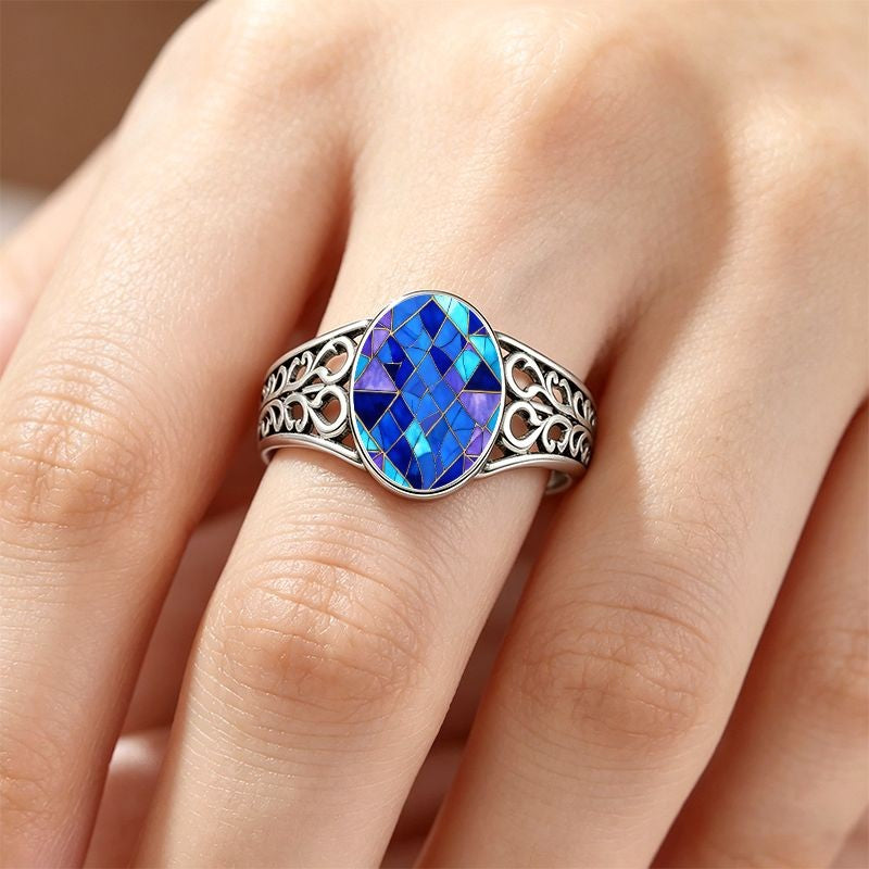 Blue Mosaic Filigree Ring