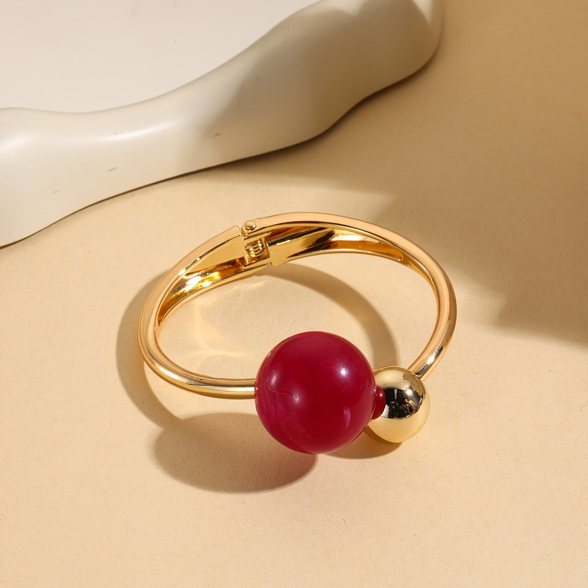 Green Sphere Open Bangle Bracelet
