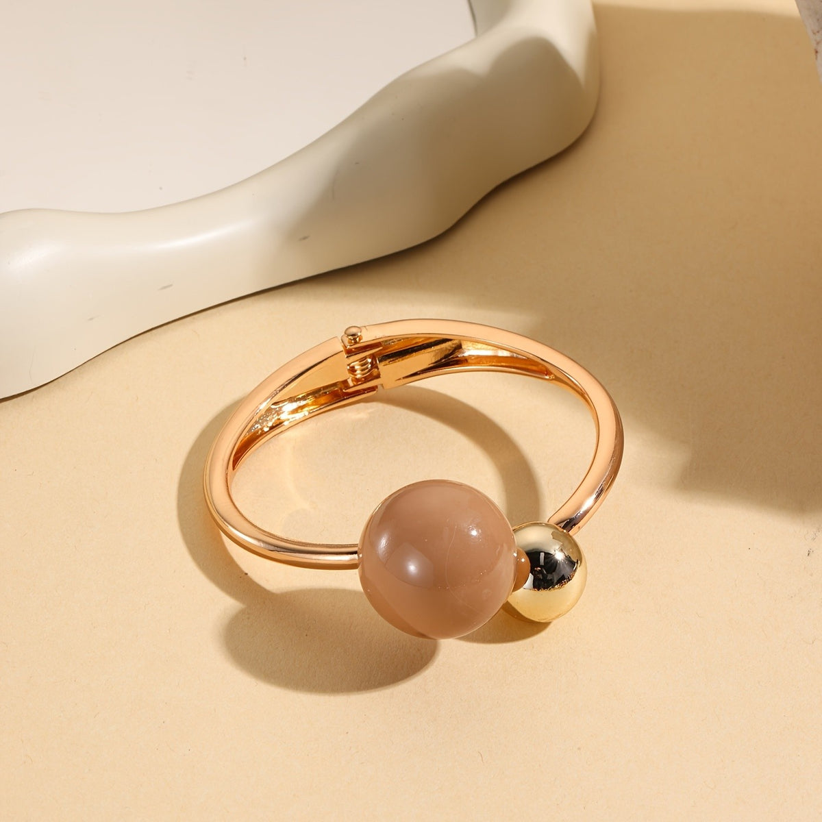 Green Sphere Open Bangle Bracelet