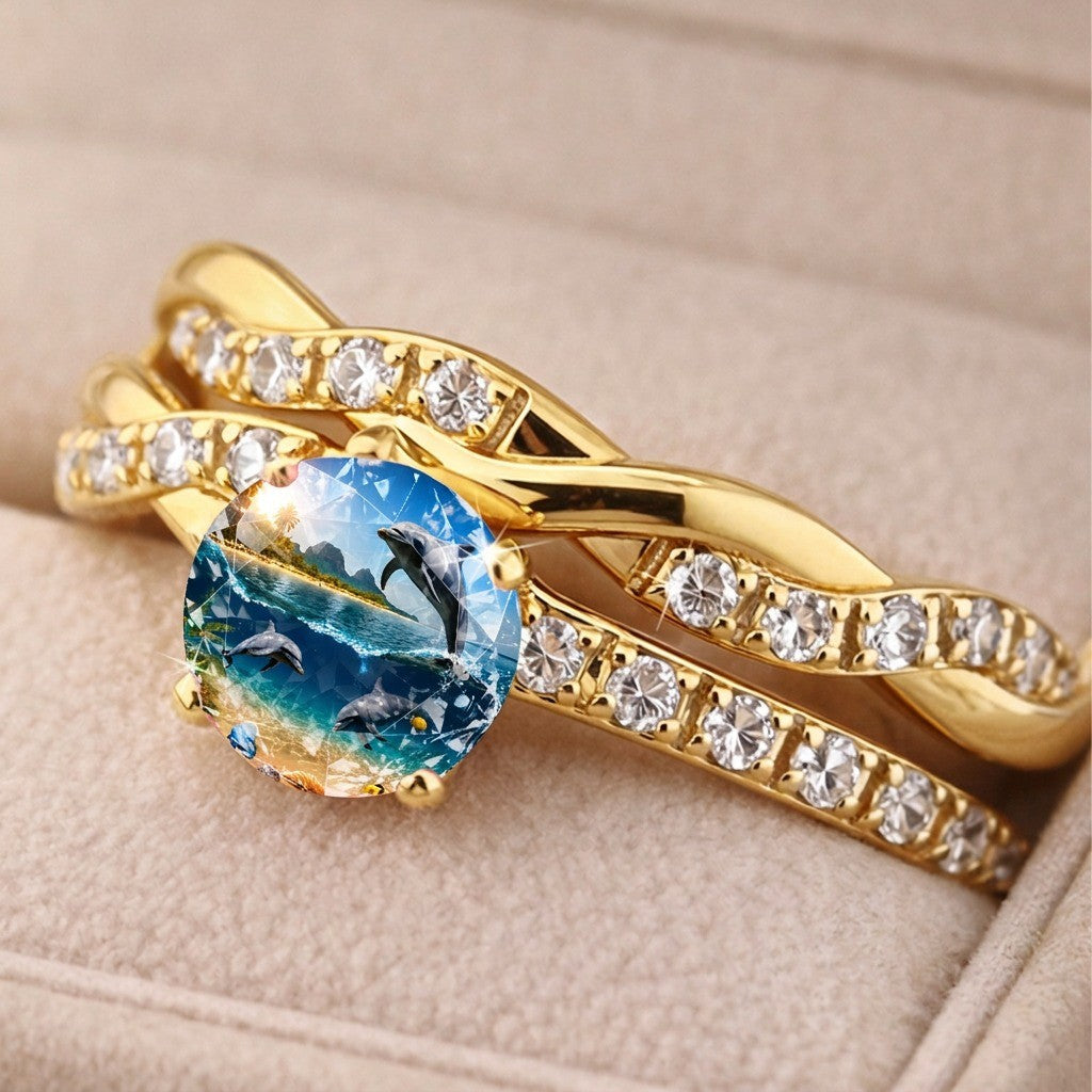 Dolphin Scene Twisted Ring