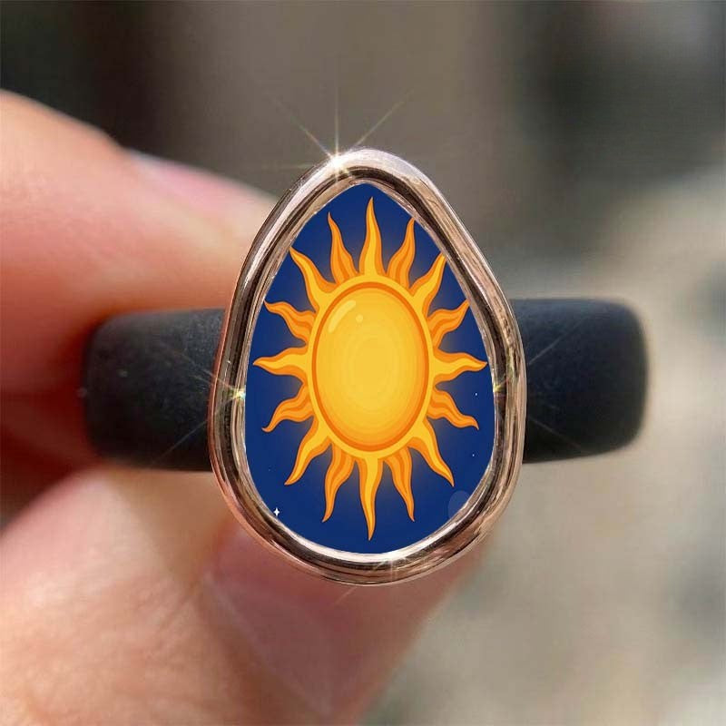 Sun Motif Teardrop Ring