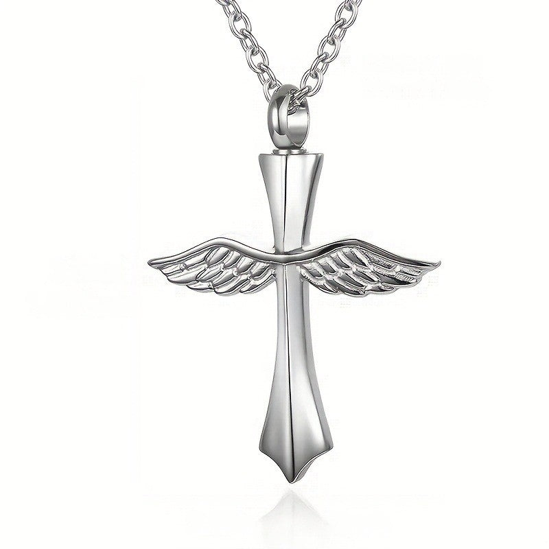 Winged Cross Urn Necklace