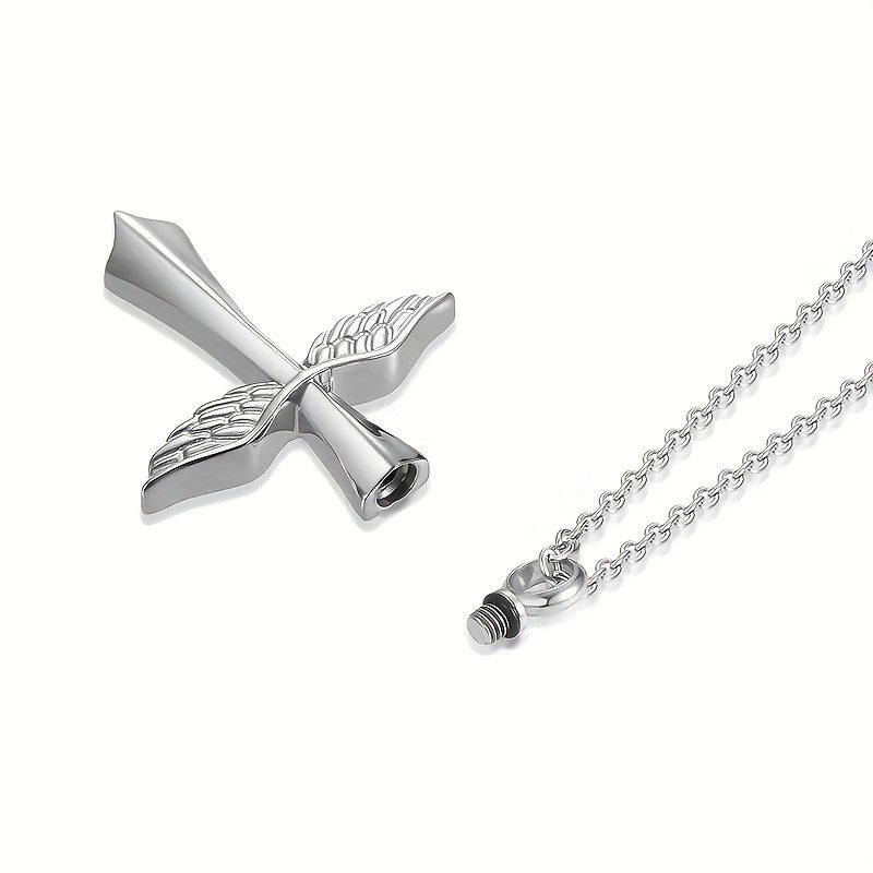 Winged Cross Urn Necklace