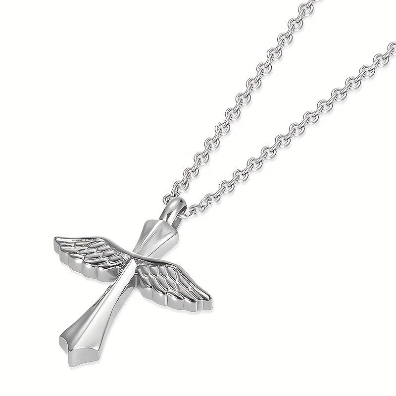 Winged Cross Urn Necklace
