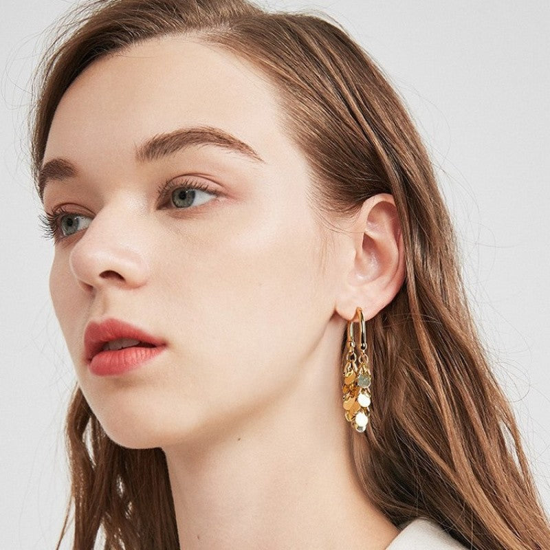 Leaf Fringe Hoop Earrings