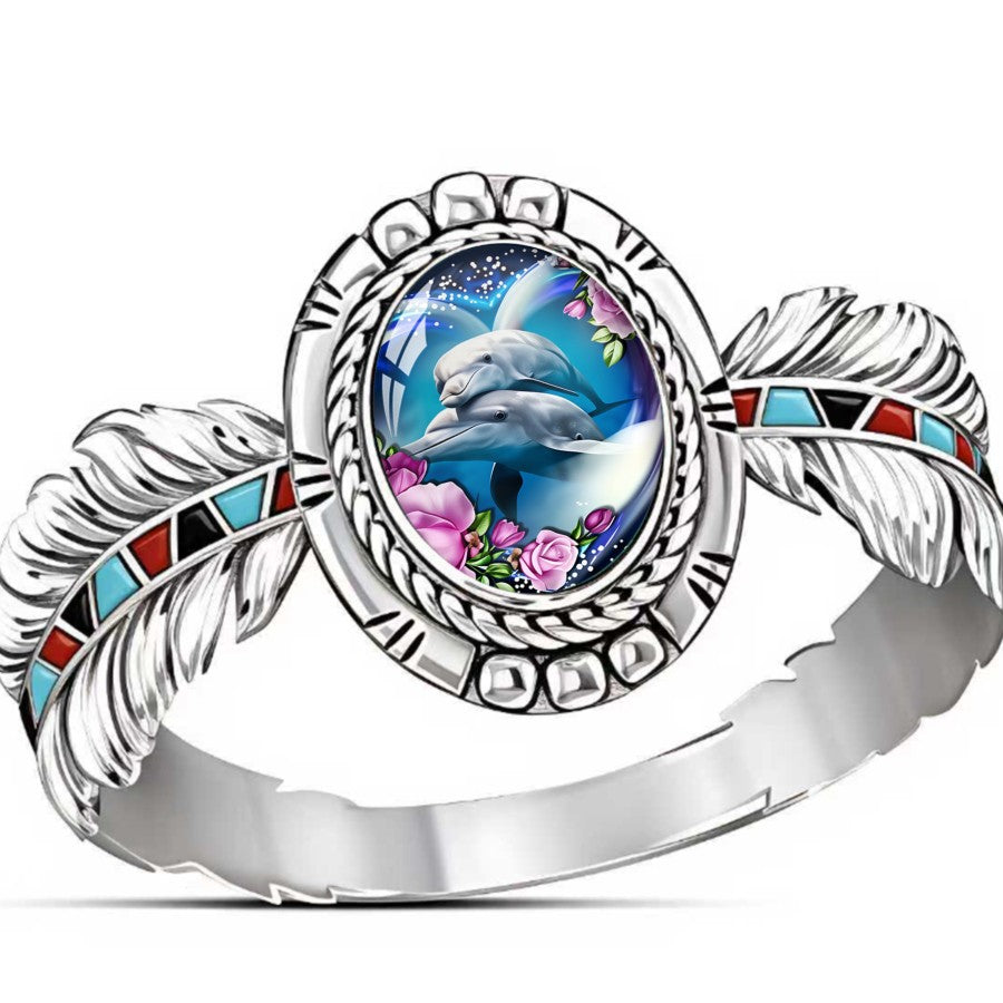 Dolphin Oval Statement Ring