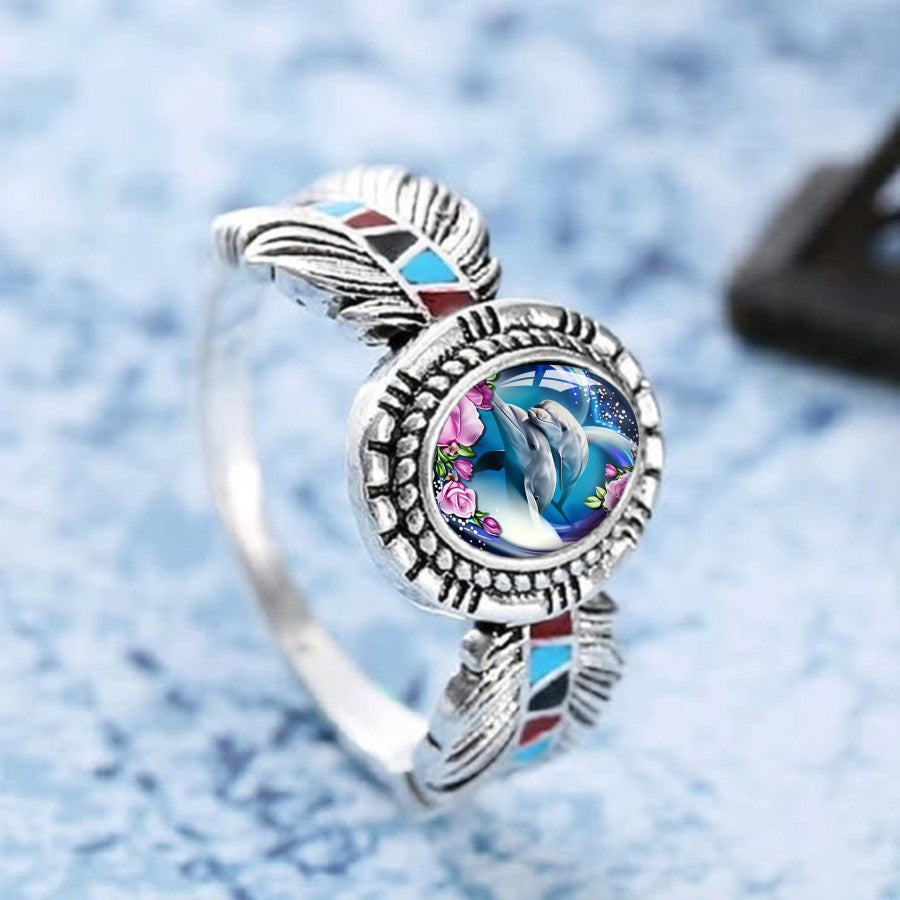 Dolphin Oval Statement Ring