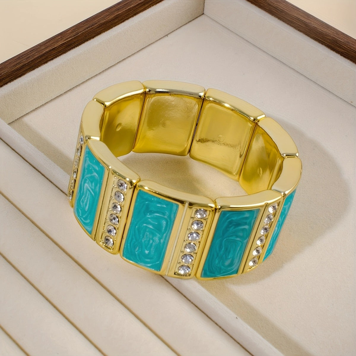 Teal Marbled Panel Bangle