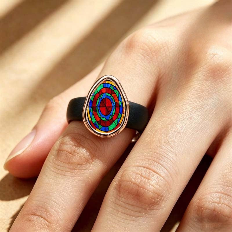 Colorful Stained Glass Teardrop Ring