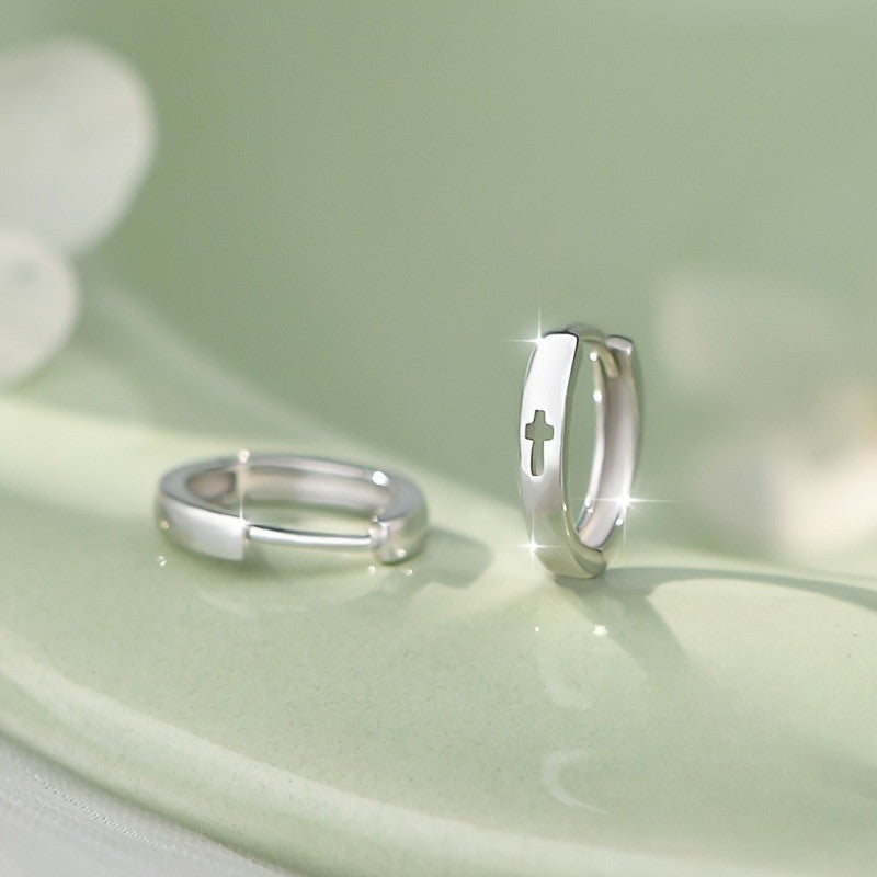 Cross Cutout Huggie Earrings