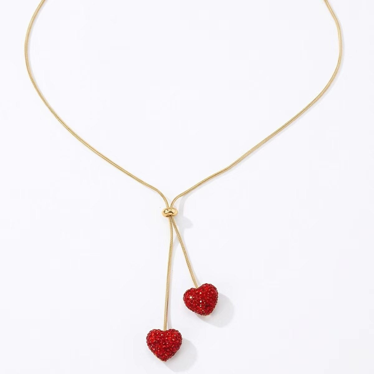 Double Pave Heart Y-Necklace