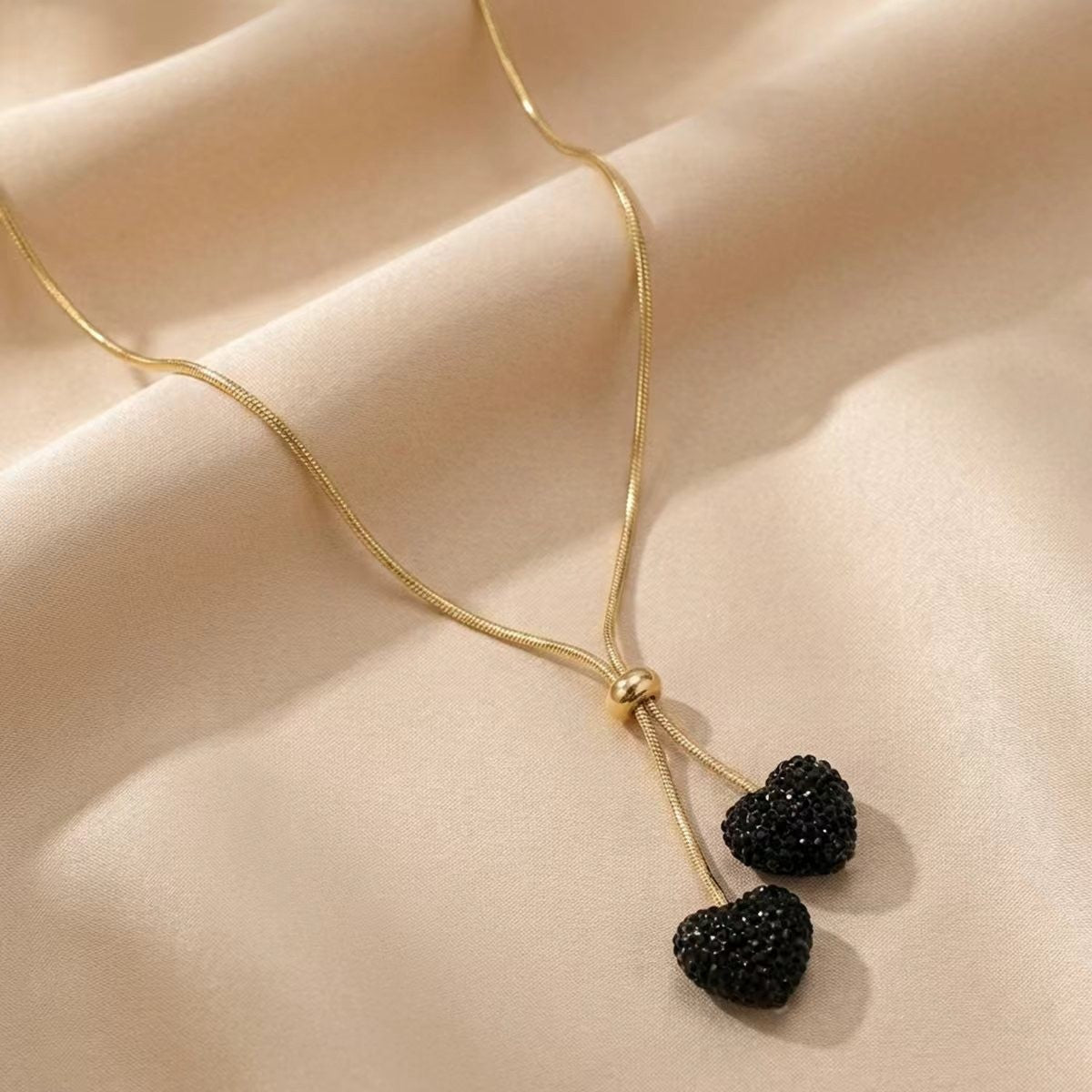 Double Pave Heart Y-Necklace