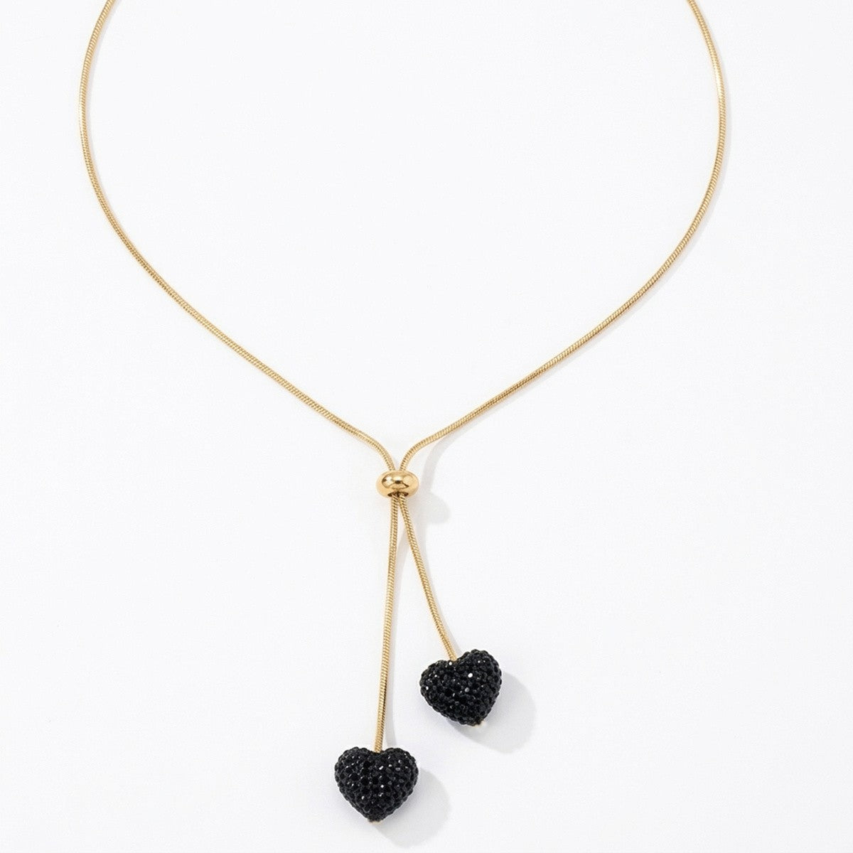 Double Pave Heart Y-Necklace