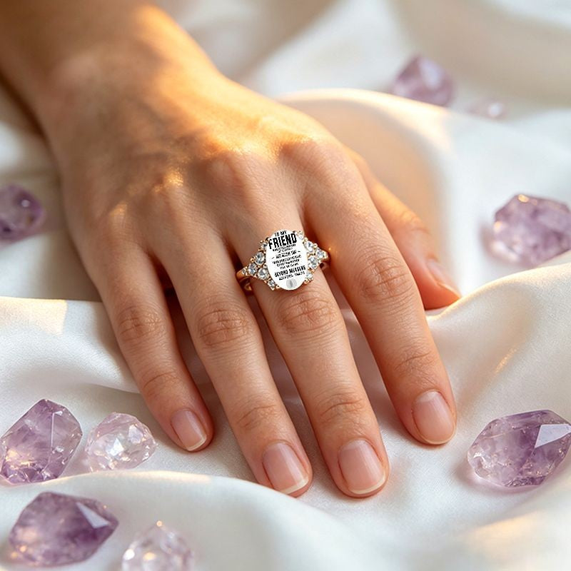 Friendship Message Crystal Cluster Ring