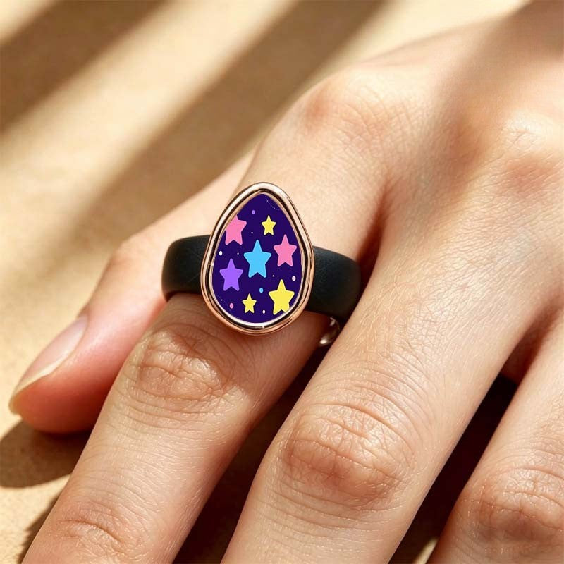 Colorful Starry Night Teardrop Ring
