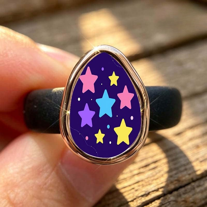 Colorful Starry Night Teardrop Ring