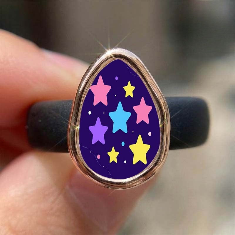 Colorful Starry Night Teardrop Ring