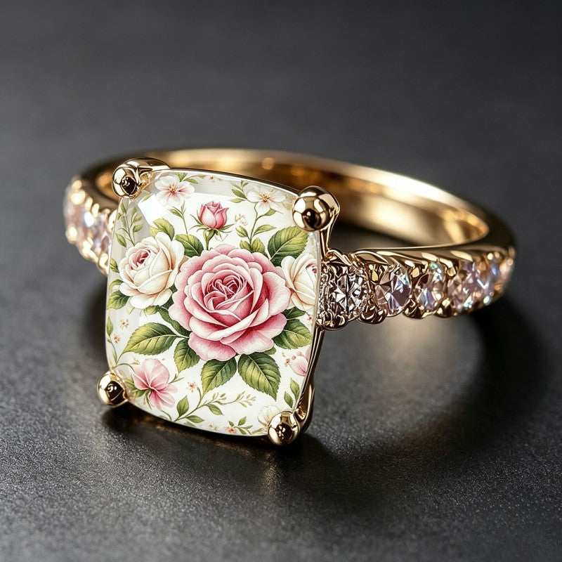 Pink Rose Garden Square Ring