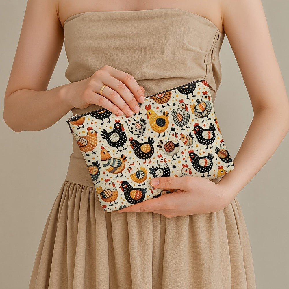 Colorful Chicken Print Pouch