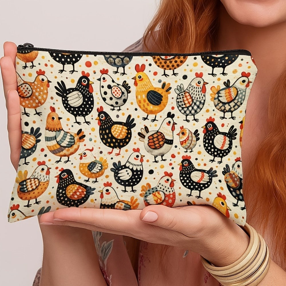 Colorful Chicken Print Pouch