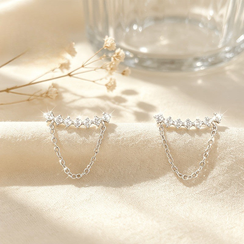 Zircon Bar Chain Drop Earrings