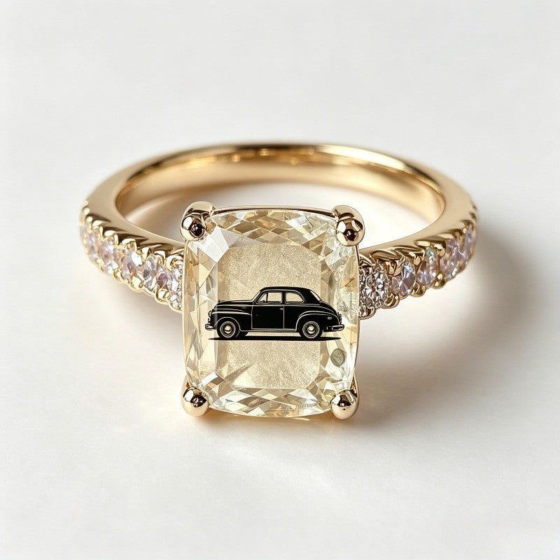 Vintage Car Square Ring