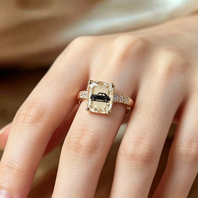 Vintage Car Square Ring