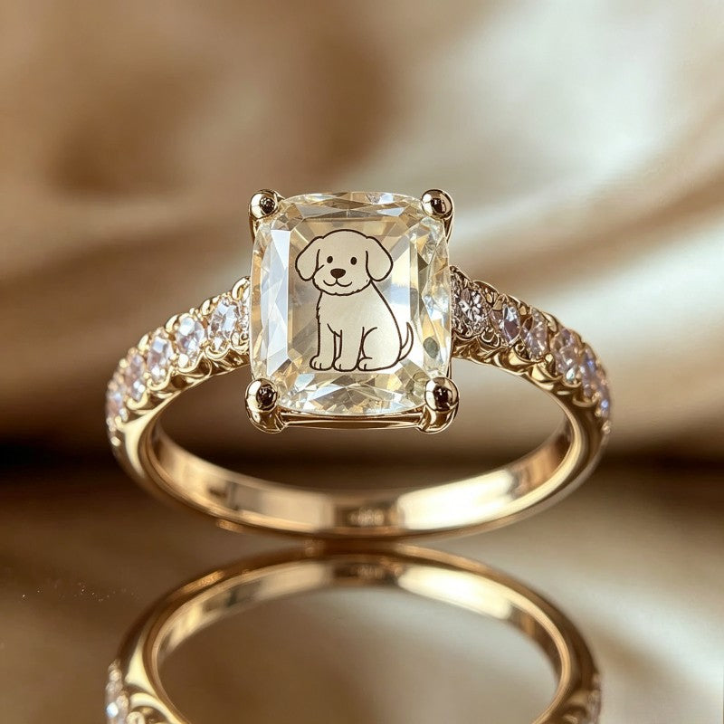 Puppy Emerald Cut Ring