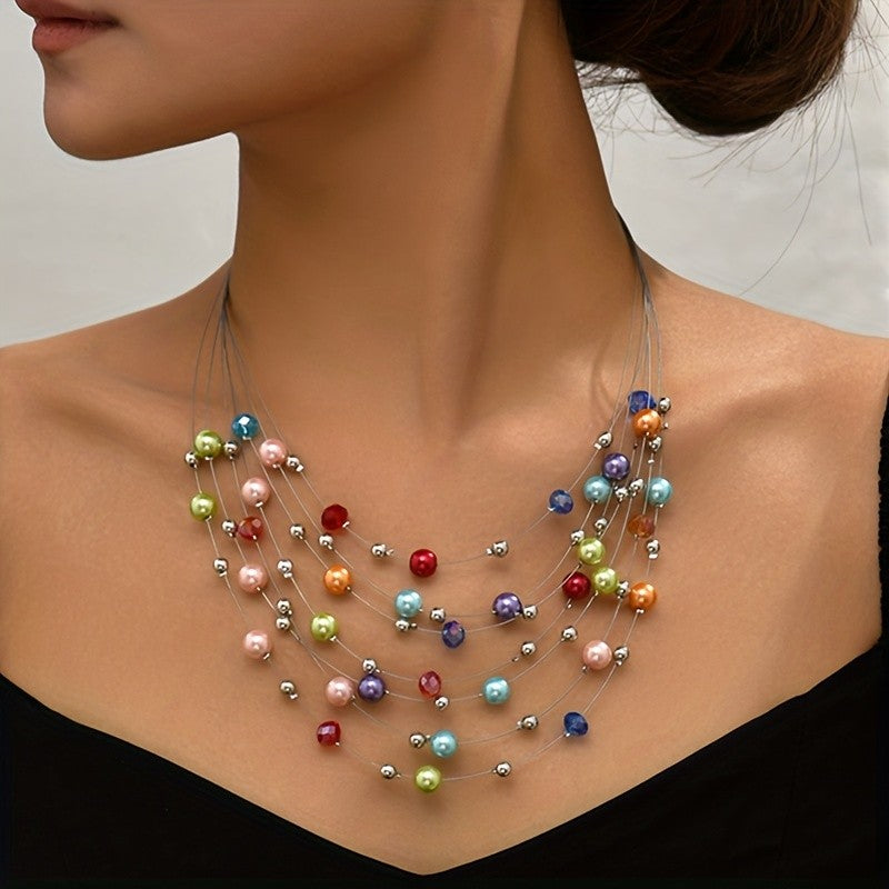 Colorful Bead Layered Necklace