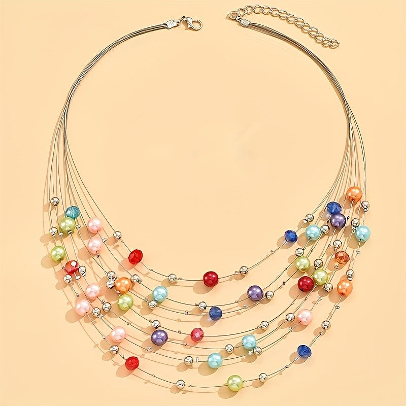 Colorful Bead Layered Necklace